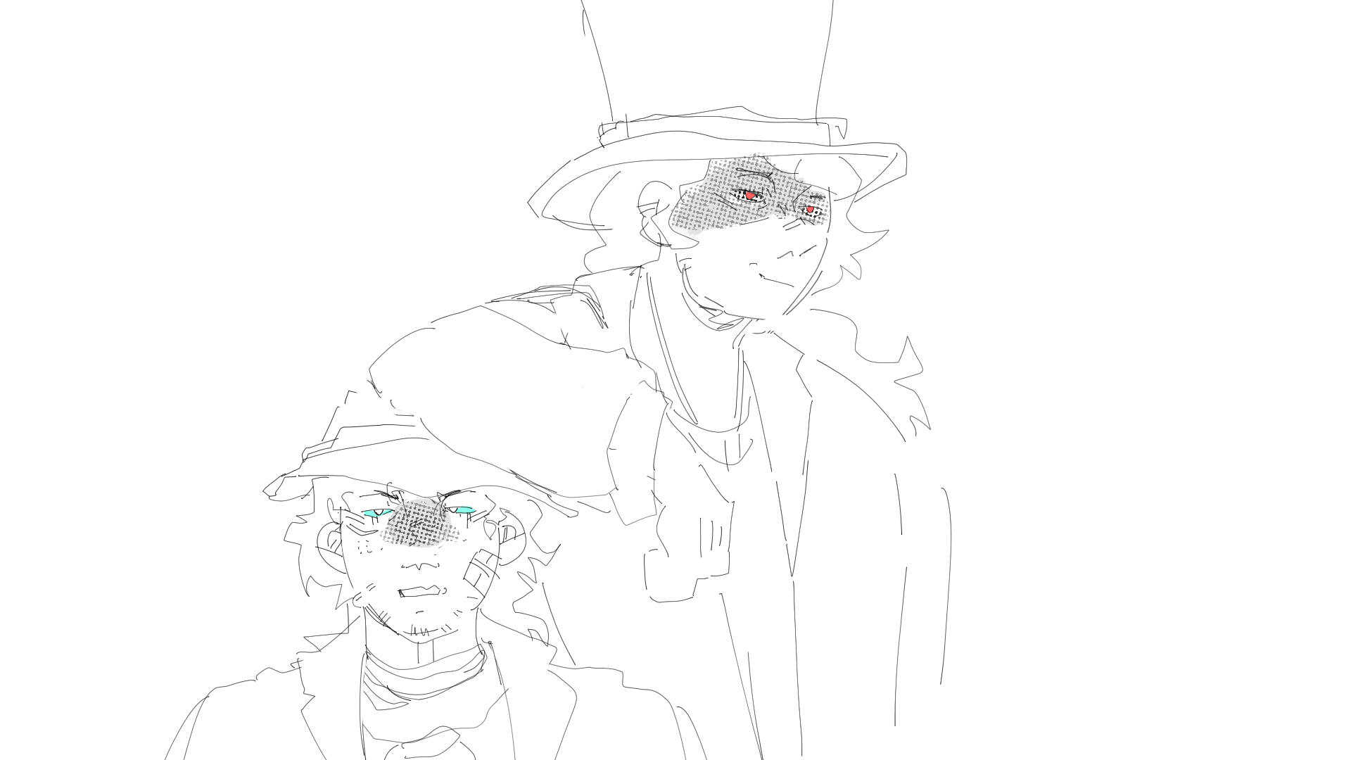 half body sketch - 2 characters